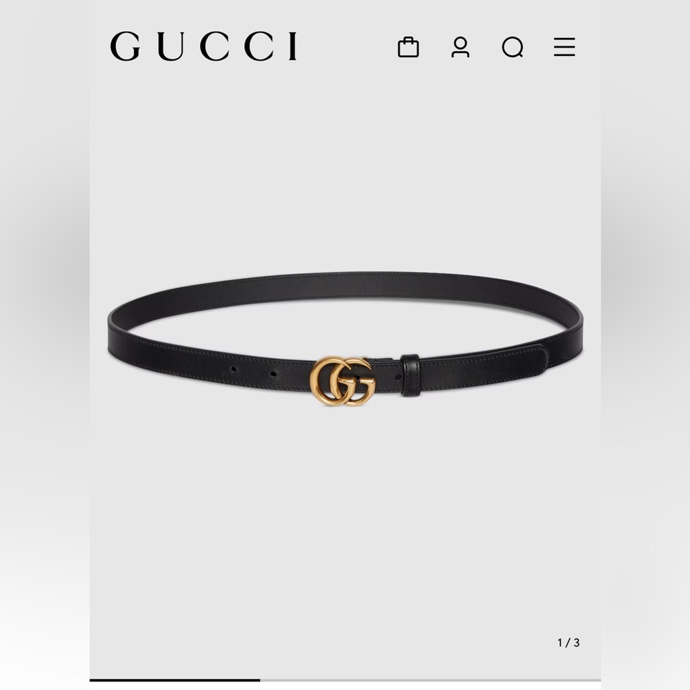 Authentic Gucci GG Marmont Thin Belt Black size 85